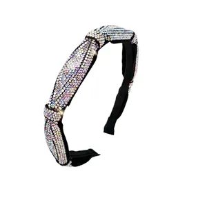Elegant rhinestone headband with AB crystal embellishments and twist knot design