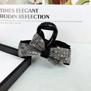 Pince à Cheveux Élégante Style Coréen Nœud avec Strass Noir Fusil Accessoire de Coiffure pour Femmes