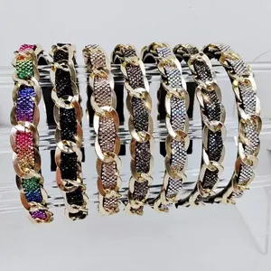 Baroque Heavy Rhinestone Chain Headband For Women Elegant Gold Alloy Hair Band With Colorful Crystals Fashion Hair Accessories