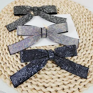 Korean Style Full Rhinestone Bow Knot Hair Clip Luxury Alloy Spring Clip Elegant Headwear Fashion Hair Accessory For Women