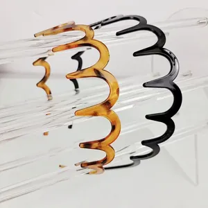 Elegant wave-shaped wide headbands in tortoiseshell and black finish for women