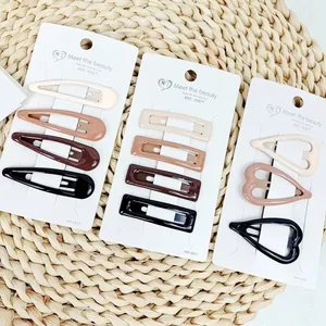 Star-themed milk tea color BB hair clips set in drop, heart and rectangle shapes