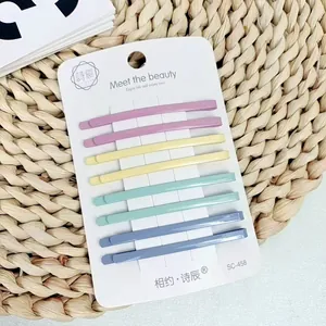 Achter-Set matte minimalistische Haarklammern in Lila, Gelb, Mintgrün und Blau Tönen
