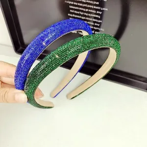Lot de serre-têtes brillants en strass bleu et vert avec doublure interne antidérapante