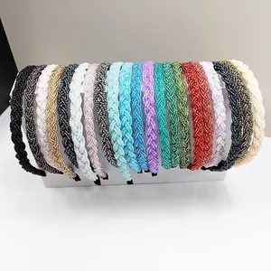 Diadema de Cuentas Trenzadas Hecha a Mano para Mujer Moda Minimalista Banda para Cabello Dulce Elegante Accesorios