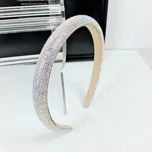 Serre-tête étincelant en cristaux pour femmes avec diamants AB irisés sur bande large