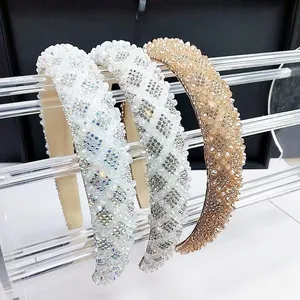 Detailed macro shot of three sparkling crystal and rhinestone padded headbands