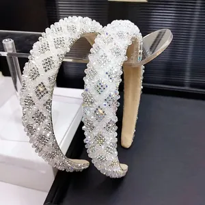 Elegant silver luxury crystal headbands with sparkling rhinestones for hair accessories