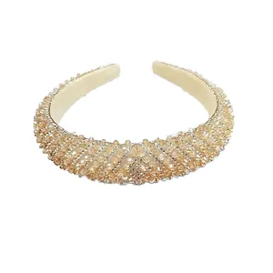 Sparkling champagne crystal padded headband with luxury rhinestone embellishments