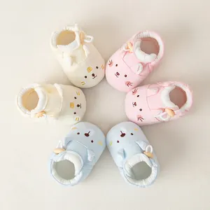 Baby Cartoon Tier Stickerei Lauflernschuhe Baumwolle Weiche Sohle Rutschfeste Erstlingsschuhe Für Jungen Mädchen
