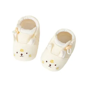 Herbst-Babyschuhe aus Baumwolle mit Tiermotiv-Stickerei und rutschfester weicher Sohle