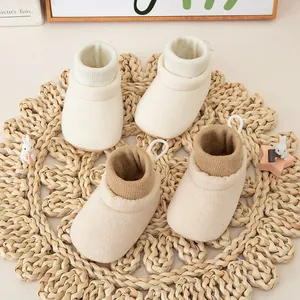 Slip-on non-slip baby sock shoes with soft soles and elastic knit ribbed cuffs