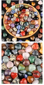 Macro detail of polished heart-shaped crystal stones with natural textures and rich colors