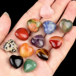Polished Heart Shaped Natural Stone Crystal Small Ornaments Healing Stones For Home Office Decor DIY Jewelry Making Accessories