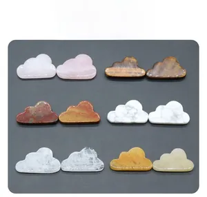 Polished cloud-shaped natural crystals in rose quartz, tiger eye, and agate varieties