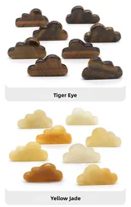 Polished cloud-shaped Tiger Eye and Yellow Jade stones with smooth rounded edges