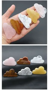Macro shot of polished crystal cloud stones in rose quartz and diverse minerals
