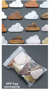 Detail of assorted natural crystal clouds showing stone textures and OPP bag packaging