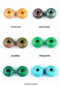 Surtido de cuentas de piedra redondas de 30mm con texturas de jade, ágata y turquesa