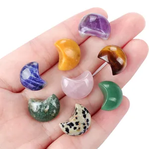Mini Luna Creciente de Piedra de Cristal Natural Ágata Pulida Gema para Creación de Joyas DIY Decoración del Hogar