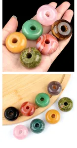 Detailed view of 30mm natural agate donut beads with polished finish for DIY jewelry