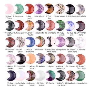 39 styles de pierres de cristal naturel en forme de croissant de lune multicolores