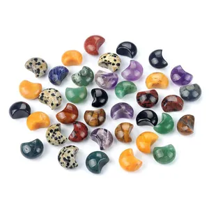 Mini lunas de piedras de cristal natural pulido en varios colores para decoración DIY