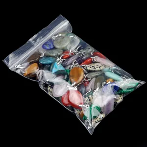 Set mit gemischten Naturstein-Wassertropfen-Anhängern aus Tigerauge und Lapislazuli