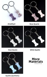 Détails des porte-clés en forme d'os de 35mm en cristal naturel et agate précieuse