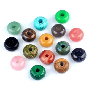 Various 30mm natural agate and crystal abacus beads with large holes for DIY crafts