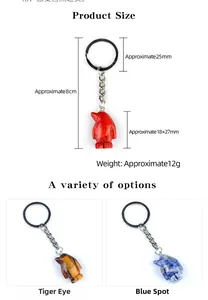 Spécifications de taille pour le porte-clés en pierre de cristal sculpté en pingouin