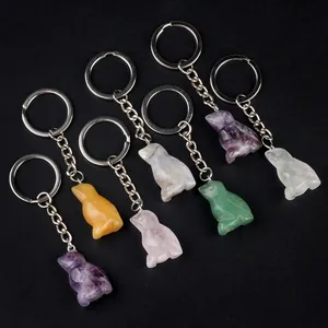 Handcrafted natural gemstone bird keychains in multiple colors and crystal materials