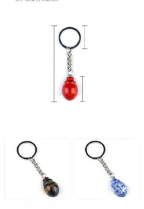 Detailed size specifications for beetle-shaped crystal agate stone keychains