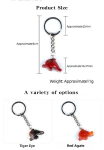 Detailed size specifications for dolphin-shaped natural stone gemstone keychains