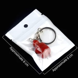 Red crystal turtle keychain carving animal stone pendant in clear packaging