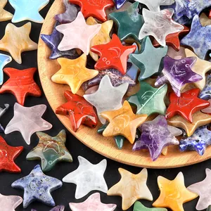 Natural crystal agate starfish carved stones for DIY jewelry in assorted colors