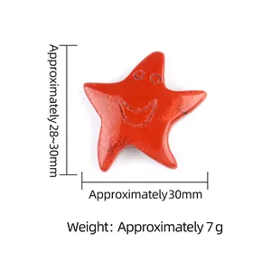 Red jasper stone carved starfish with smiley face and 30mm star shape DIY charm