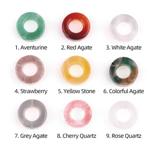 Assorted natural agate and crystal hollow round beads for DIY jewelry making