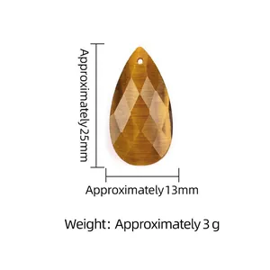 Natuurlijke tijgeroog waterdruppel hanger met facet geslepen, maat 25mm x 13mm