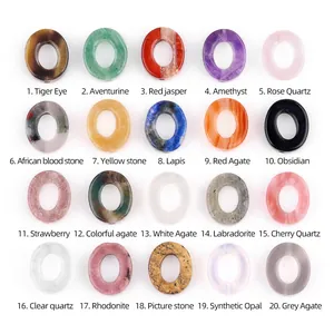 Set van 20 natuurlijke kristallen agaat kralen hol ovaal voor DIY sieraden maken