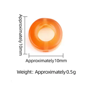 Orange natural agate hollow round bead for DIY necklaces, 10mm size with smooth finish