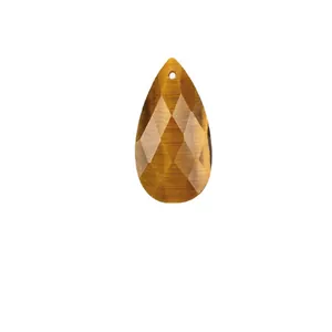 Gefacetteerde tijgeroog druppelhanger met goudbruine glans en bovenste gat voor sieraden