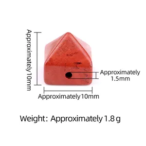 10mm Roter Jaspis Edelstein Pyramide mit 1.5mm Bohrung für DIY Schmuckherstellung