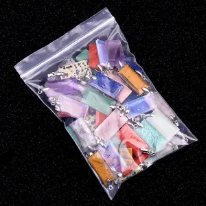 Mezcla de colgantes rectangulares de amatista y piedras semipreciosas con enganches