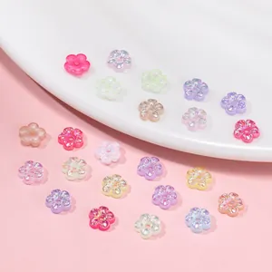 Iridescent Acrylic Flower Beads Five Petal Bead Caps UV Plated Spacer Beads For Handmade DIY Jewelry Bracelet Phone Chain Accessory