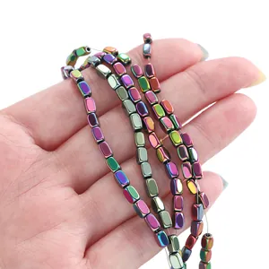 Rainbow hematite faceted rectangular beads for handmade jewelry DIY bracelets