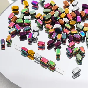 Faceted oval hematite beads in iridescent metallic colors for DIY jewelry making