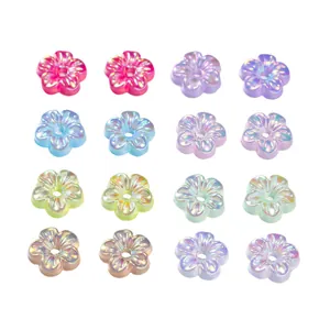 Colorful 5-petal acrylic flower beads with UV plating for DIY jewelry making