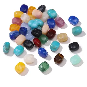 Detailed view of colorful acrylic marble beads for DIY bracelet jewelry making