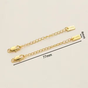 Detailed macro view of 18K gold plated extension chain with 77mm length and lobster clasp